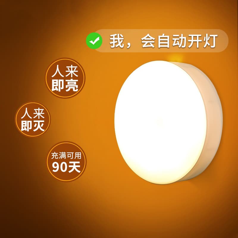 2024 New Model Human Motion Sensor Night Light Auto-On for Home Corridors Smart Voice Control Rechargeable Nightlight