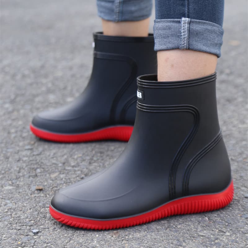 European and American fashion mid-calf rain boots for men, low-top waterproof non-slip rubber shoes for kitchen, fishing, car washing work