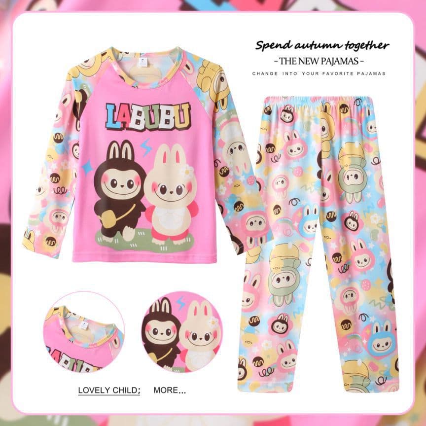 Girls' Spring/Autumn Pajamas Long Sleeve Thin Style for Big Kids Cute Cartoon Baby Children Princess Homewear Set
