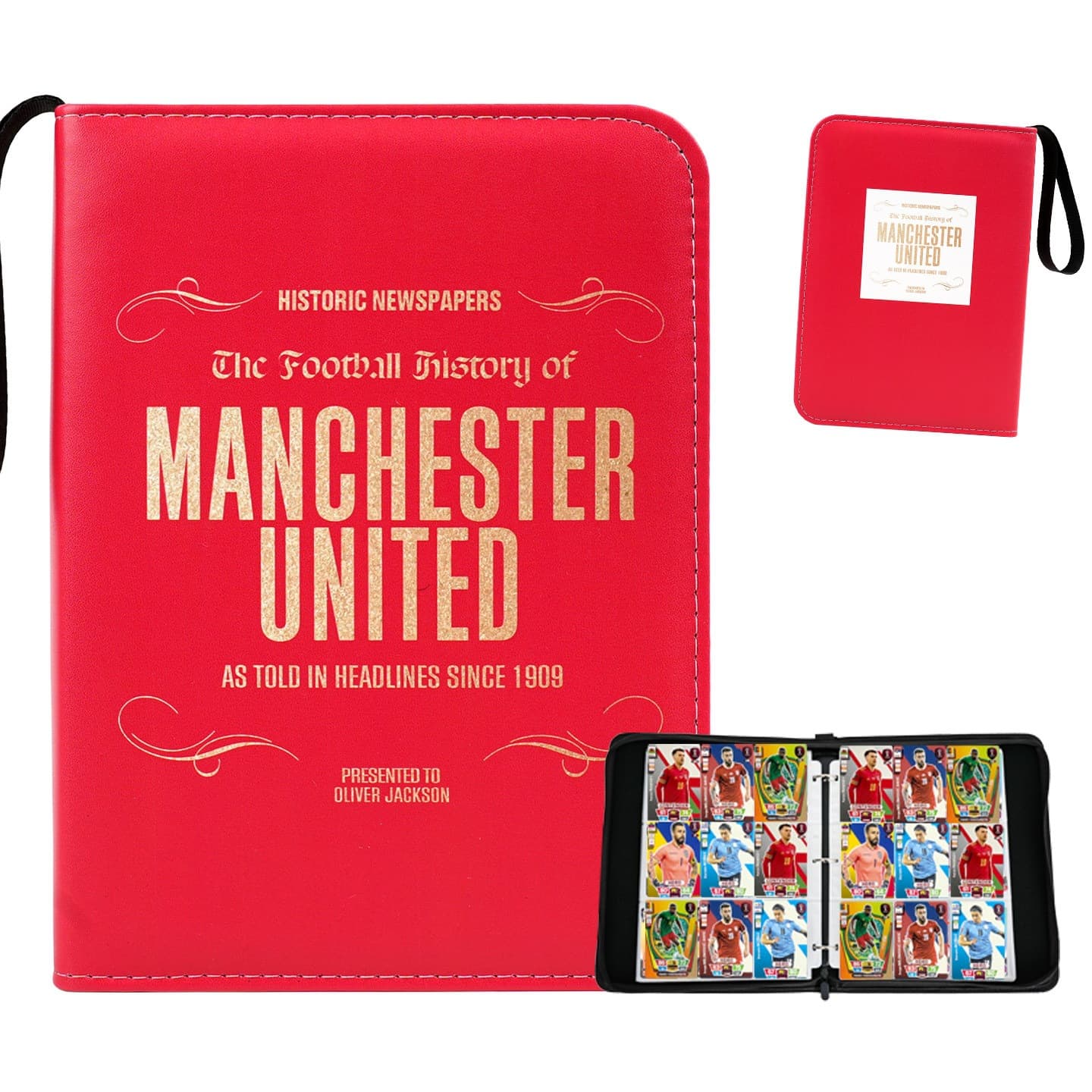 Football History Card Album Large Capacity 9-Pocket PU Zipper Manchester United Card Storage Album Card Collection Album Collection Album Bag