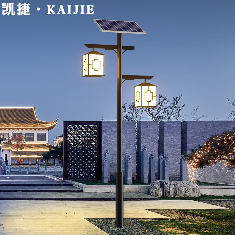 Chinese double-head solar garden light waterproof outdoor led street light garden community led villa waterproof and energy-saving
