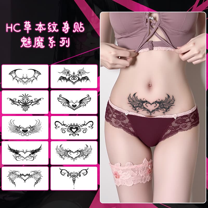 Succubus Tattoo Sticker Herbal Semi-Permanent for Women Waterproof Long Lasting Cover Scars Chest Waist Abdomen Premium Large Area