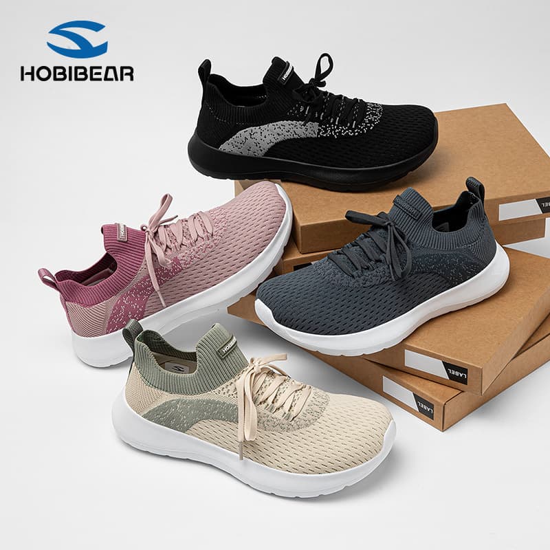 HOBIBEAR Spring/Autumn Knit Sports Shoes Wide Toe Box Breathable Double Mesh Casual Shoes Wide Last Shoes Slip-On Loafers