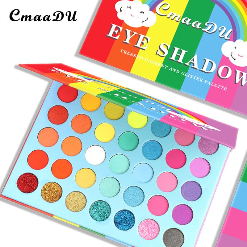 Cross-border Exclusive: CmaaDu 35-Color Rainbow Eyeshadow Palette Waterproof Set