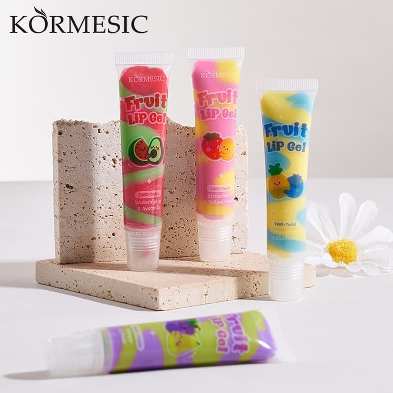 Cross-border full English two-color fruit lip gel KORMESIC Lipstick lip moisturizing care foreign trade