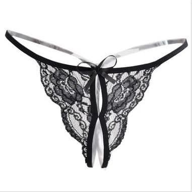 Sexy Lace Lingerie for Women, Butterfly Knot Open Crotch Adult T-Back Thong