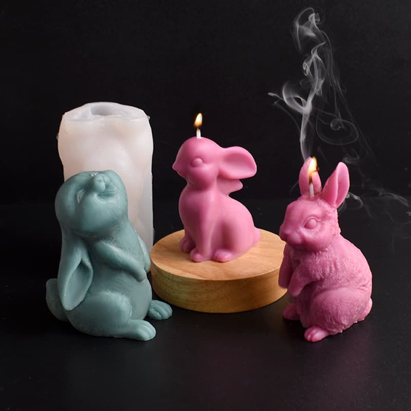 Easter Bunny Candle Mold Cute Little Rabbit Scented Candle Decoration Looking Up Rabbit Plaster Silicone Mold