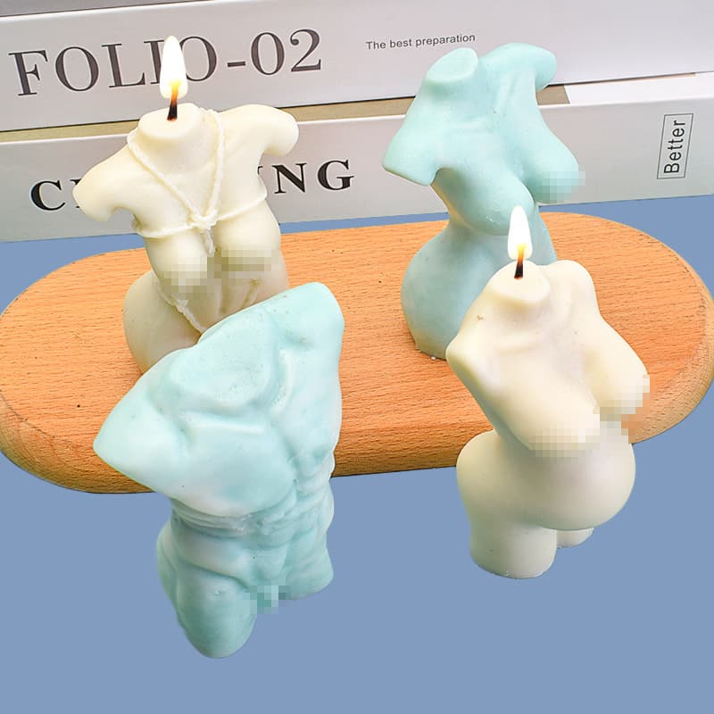 Human Body Model Scented Candle Silicone Mold DIY Muscular Man Big Belly Fat Woman Bound Plaster Ornament Decoration