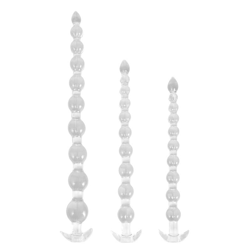 Transparent Extended Gourd Beaded Anal Plug Size Set, Soft Anal Massager for Women, Adult Sex Toy