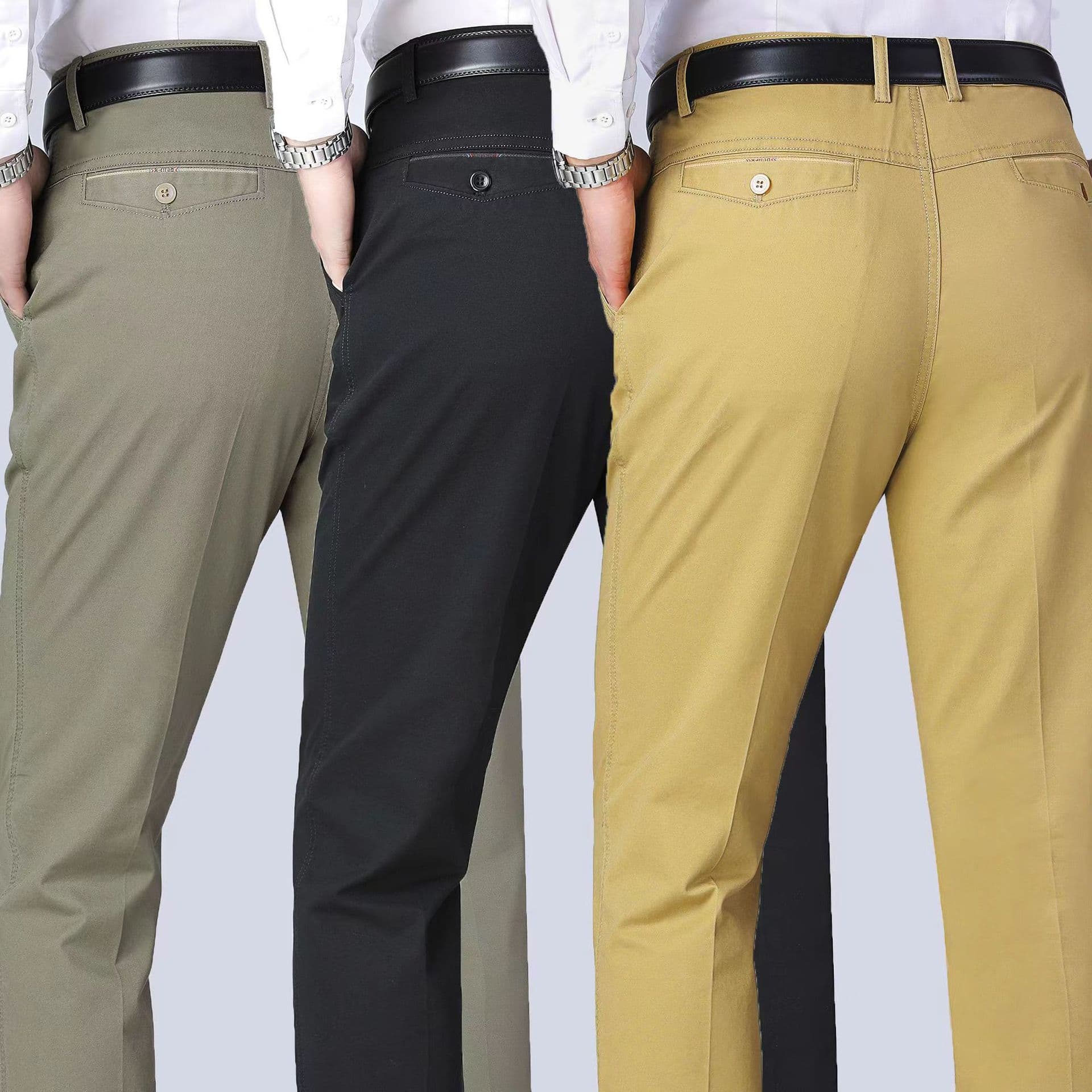 Factory Direct Wholesale Spring Summer Middle-Aged Men Casual Pants Cotton Loose Straight High Waist Business Dress Pants