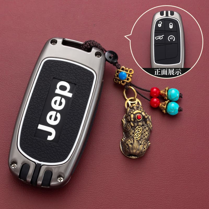 Key Case Cover for Jeep Compass, Cherokee, Renegade, Grand Commander, Grand Cherokee Shell Buckle Bag