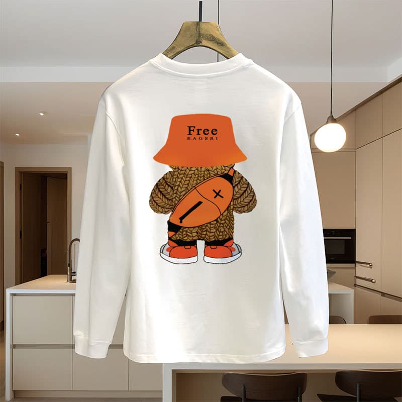 Men's Long-Sleeve T-Shirt, Autumn Thin Style 2024 New Arrival, Men's Spring and Autumn Pure Cotton Youth Sweatshirt, Boys' Autumn Top