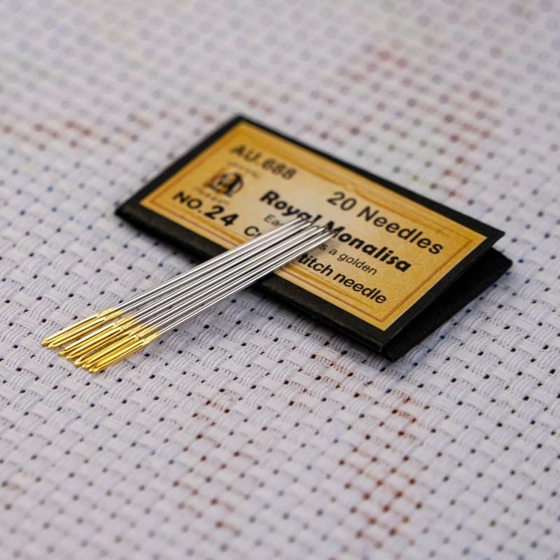 Mona Lisa Gold Tail Needle Cross Stitch Needle Round Tip Needle Pure Tip Needle Embroidery Needle 24/22 Size Medium Grid 3 Strands