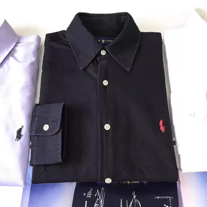 Cross-Border # Pure Cotton Polo Shirt with Lauren Embroidery, Long-Sleeve Men's T-Shirt, Cross-Border Men's Polo Shirt.