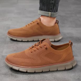 2025 New Cross-Border Lightweight Lace-Up Casual Men's Shoes Breathable Knitted Loafers Men's Large Size Men Loafers