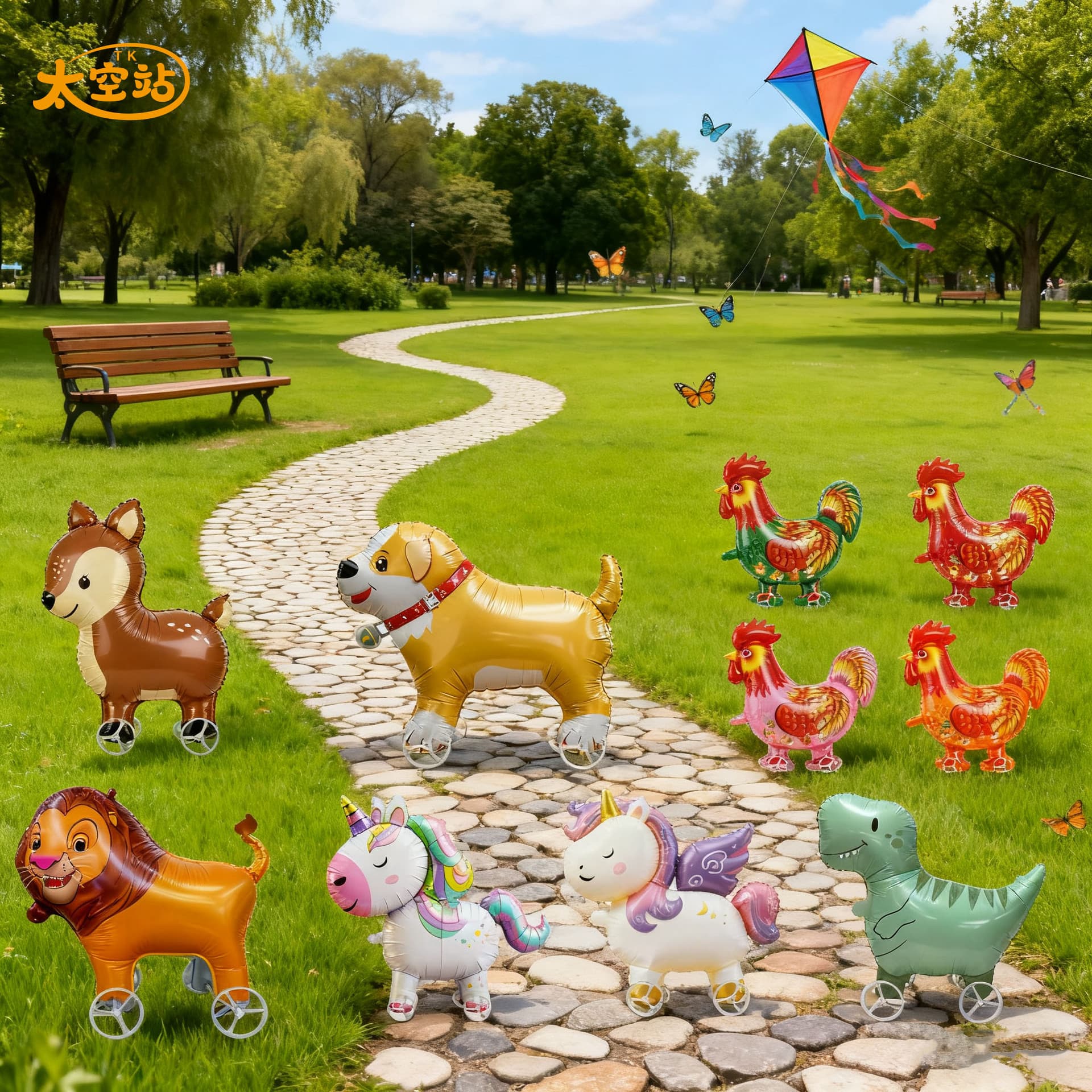 New Trendy Matte 3D Small Standing Walking Animal Balloons for Children's Birthday Parties and Night Market Stalls Wholesale