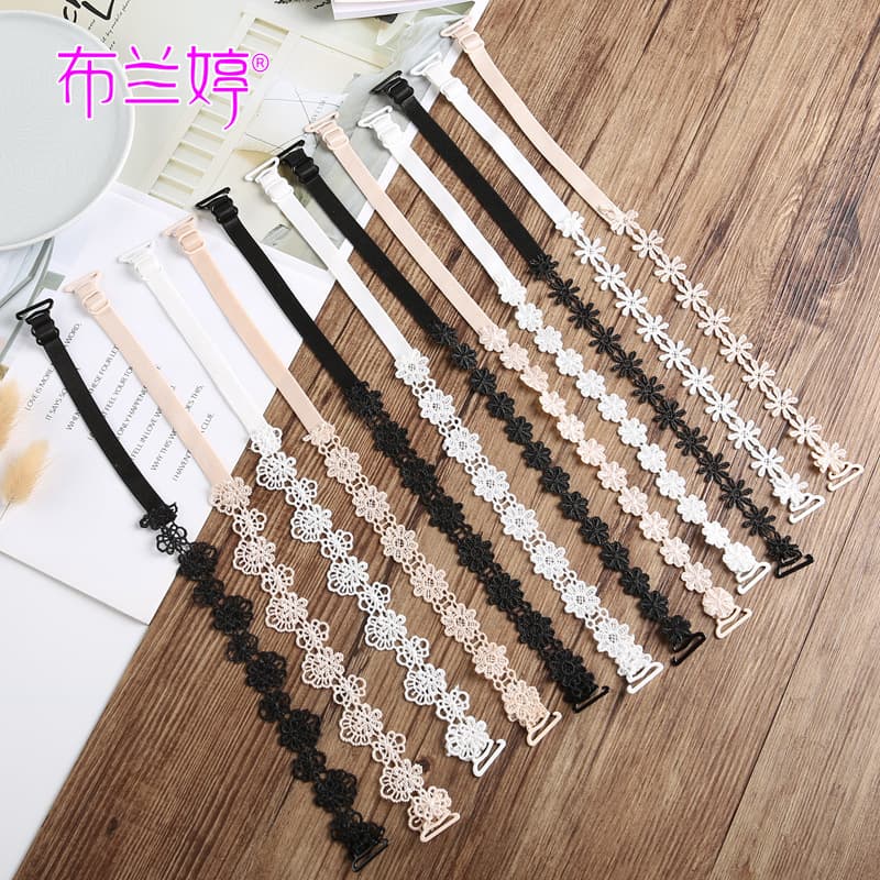 Lace Flower Underwear Shoulder Strap Women's Seamless Sexy Anti-slip Buckle Bra Accessories Exposable All-match Beautiful Back Wide Band