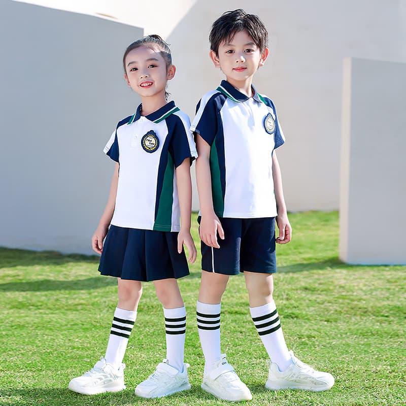 New Kindergarten Summer Short-Sleeve Children's British Style Uniform Set for School Graduation Photos