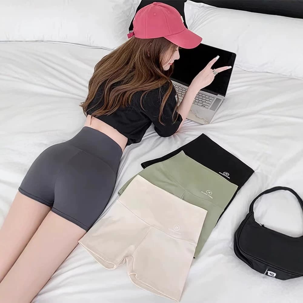 Summer Thin Base Safety Shorts High-Waist Tummy Control Butt Lifting Shark Pants Non-Rolling Seamless Wearable as Outerwear Base Pants