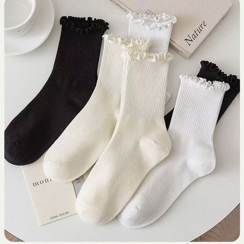 Zhuji Women's Autumn Winter Anti-Odor Socks Lace Mid-Calf Socks Long Socks Japanese Style Stacking Socks Long Socks Wholesale Versatile