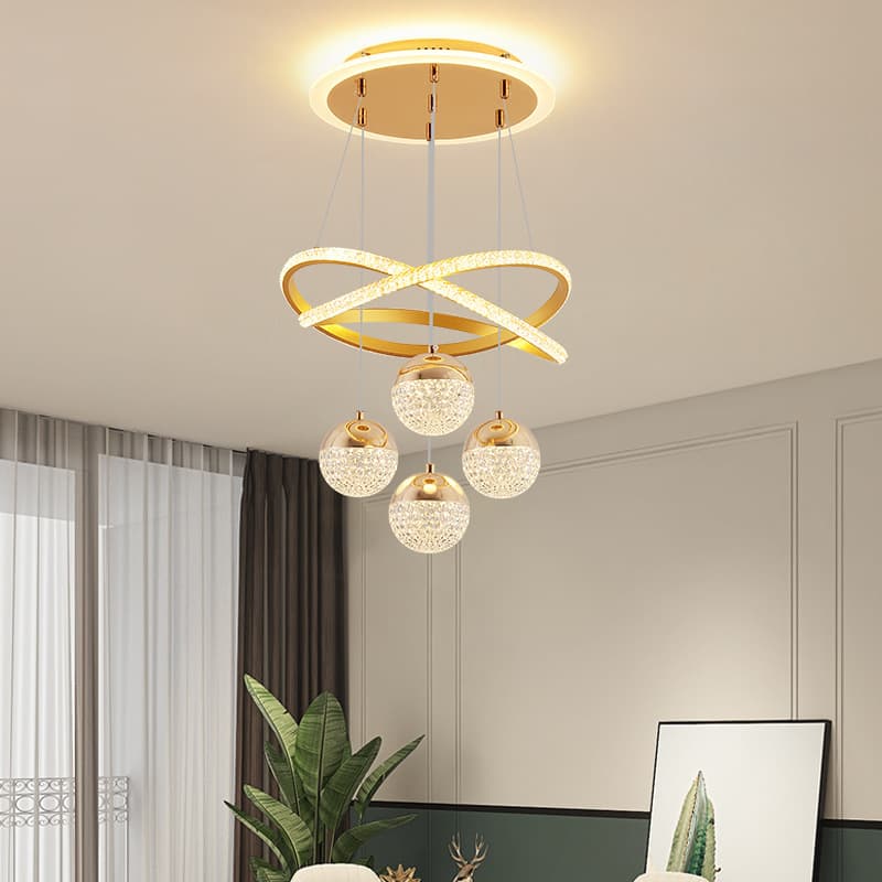 Modern simple aluminum LED dining table dining room lamp apartment living room shop staircase creative shape aisle hanging line lamp