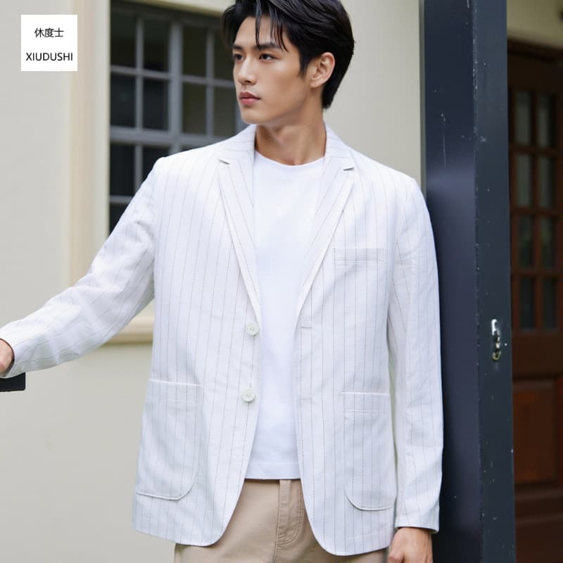 Cross-border EU/US 2026 Spring/Summer Linen Suit Jacket Men Cotton-Linen Thin Blazer Business Casual Single-Breasted Linen Coat