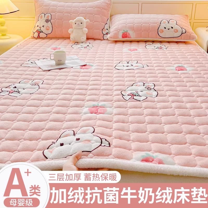 Winter Milk Fleece Mattress Soft Pad, Home Use Flannel Bed Sheet Pad for Dormitory Student Single Beds, Thickened