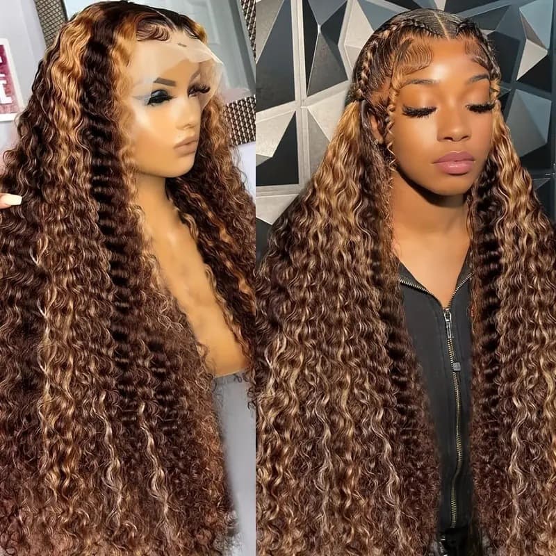 Amazon's best selling African small coiled tube curly wig, fashionable piano color highlighted front lace headband