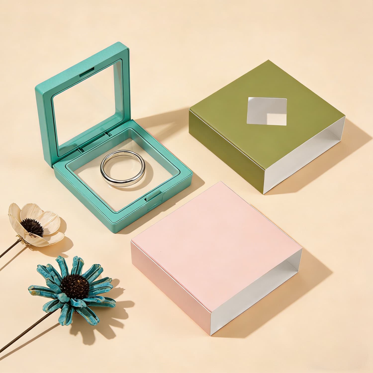 Amazon High-Transparency PE Film Box Floating Storage Box Women's Rings Earrings Bracelets Jewelry Packaging Box Wholesale