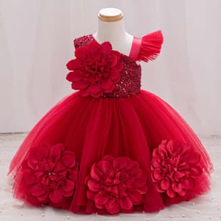 European American Children's Wear Tulle Flower-Embellished Princess Dress Toddler Birthday Gown Piano Performance Dress children gown