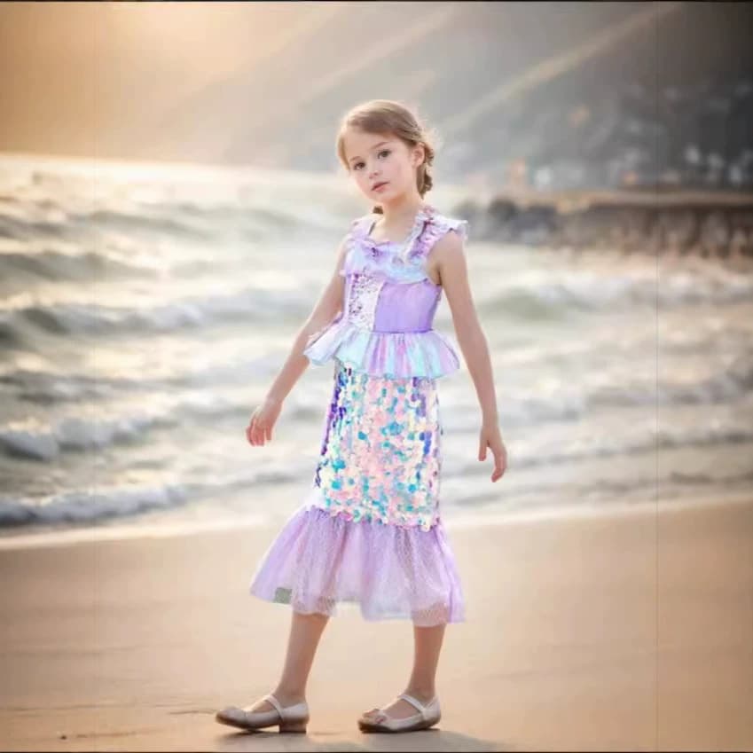 2026 Children's Day Dress Baby Performance Costume Kids Sequin Mermaid Fishtail Dress Princess Gown for Girls