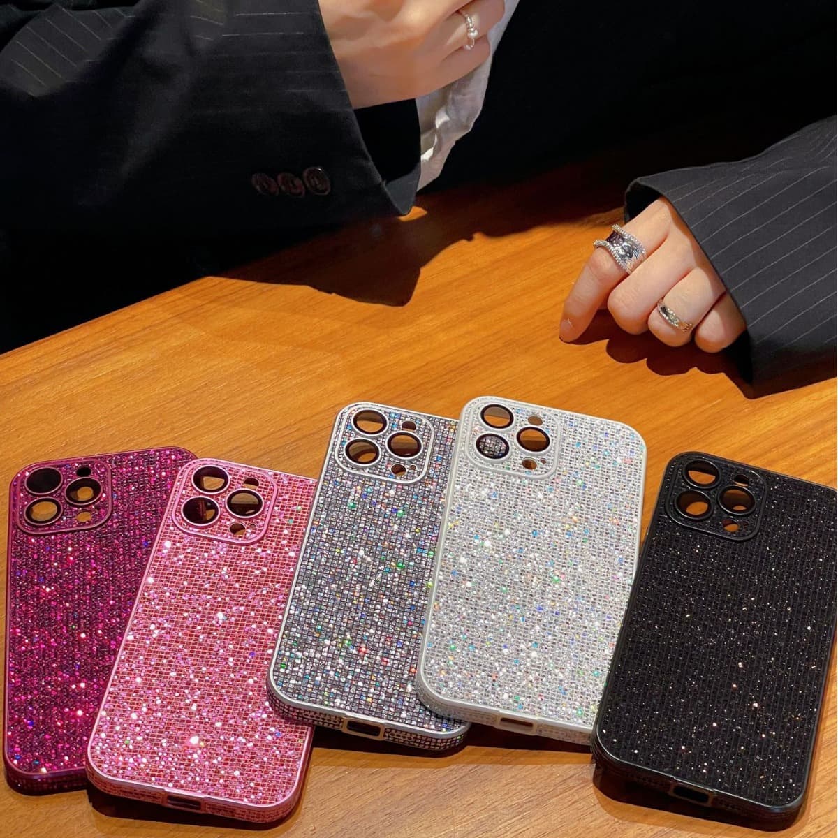 New Glitter iPhone 17 Side Sticker Spray Paint Full Coverage Protective Case For iPhone 14 Case Luxury