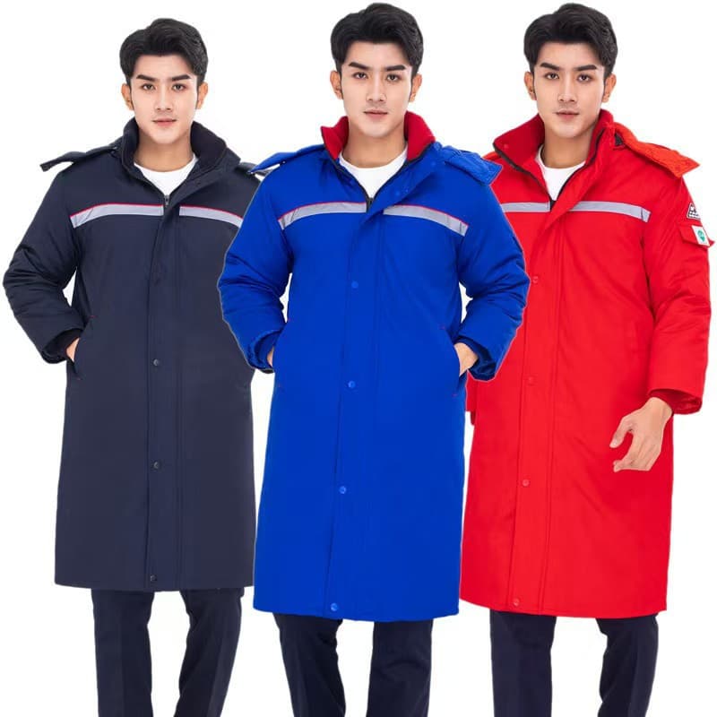 Anti-Static Extended Cotton Coat Plus Cotton Padded Jacket Gas Station Workwear Thickened Cold-Weather Detachable Quilted Jacket