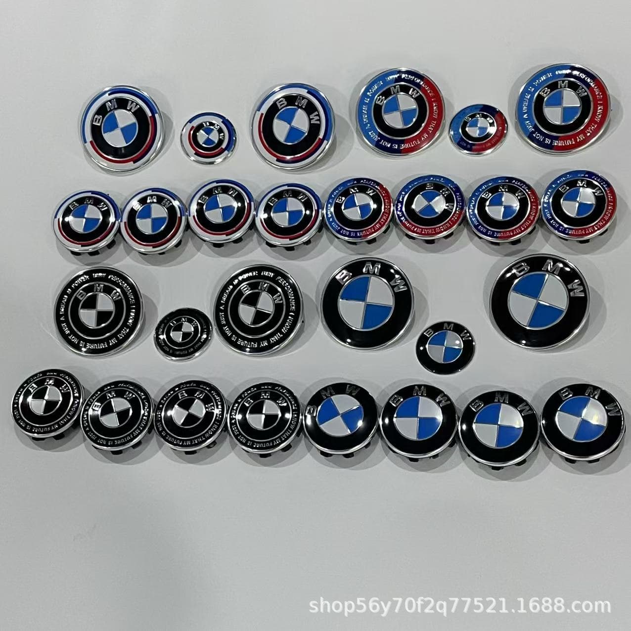 For BMW Logo 7-Piece Set 50th Anniversary Limited Edition Co-Branded Front and Rear Emblems Hub Caps