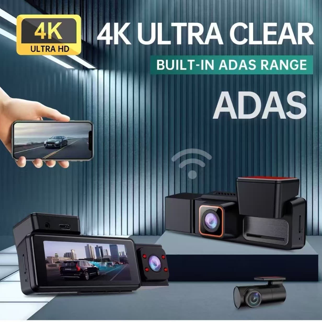 Cross-Border New Product Driving Recorder 3.2inch Three-Lens 4K High-Definition Recorder ADAS Assisted Driving GPS Positioning