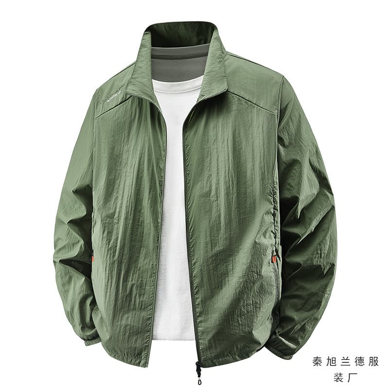 Summer Stand Collar Sun Protection Jacket Men Thin Breathable Middle-Aged Skin Coat Sports Sunscreen Outerwear 2218
