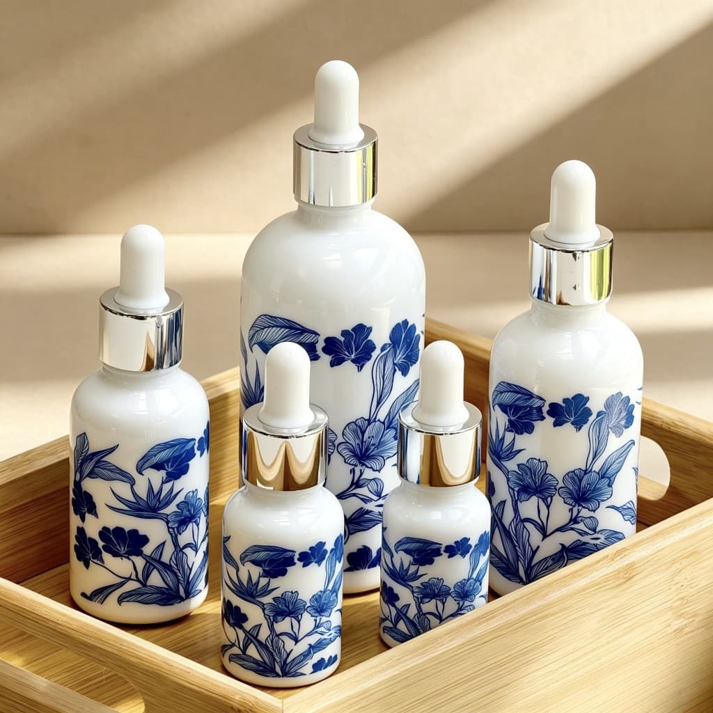 Blue and white porcelain essential oil bottle, cosmetic packaging bottle, light-proof glass dropper bottle, beauty salon blending bottle, hydrosol sub-bottling bottle