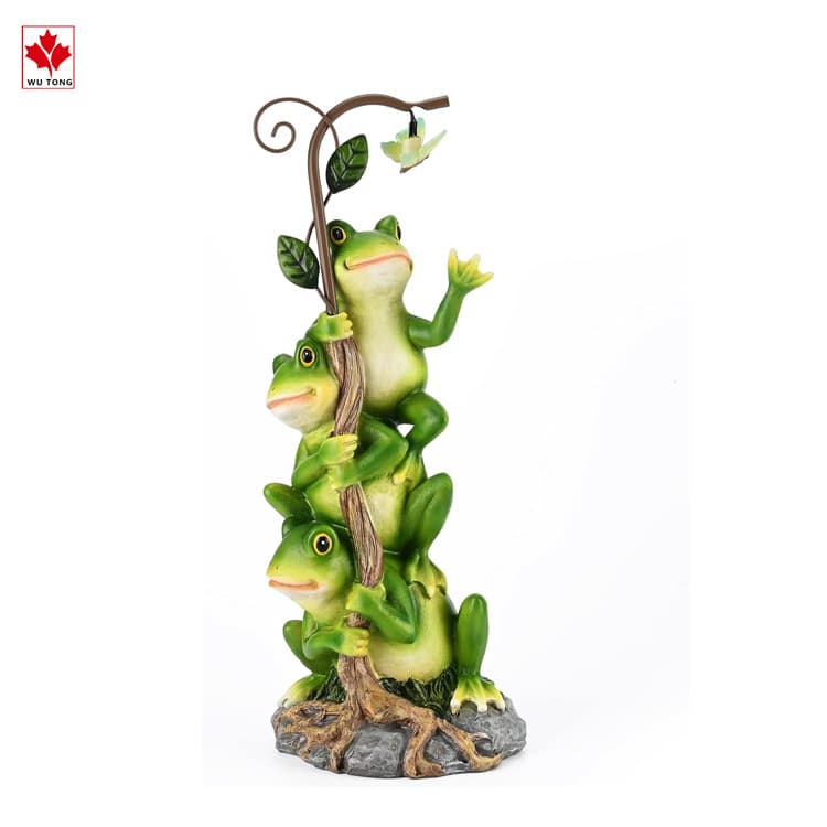 Frog Garden Decoration Outdoor Fun Resin Solar Frog and Butterfly Statue for Yard Lawn Porch Decor