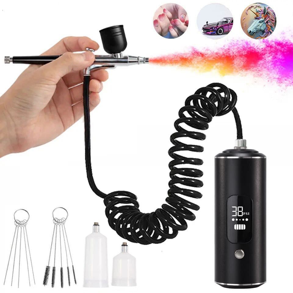 Air compressor kit, Amazon electric spray gun, airbrush, coloring, beauty, nail art, painting, spraying, oxygen infuser