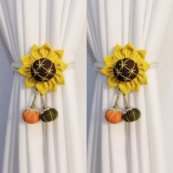 Creative Pair of Adjustable Curtain Ties for Sheer Curtains, Cute Bedroom Curtain Tiebacks with Storage Rings