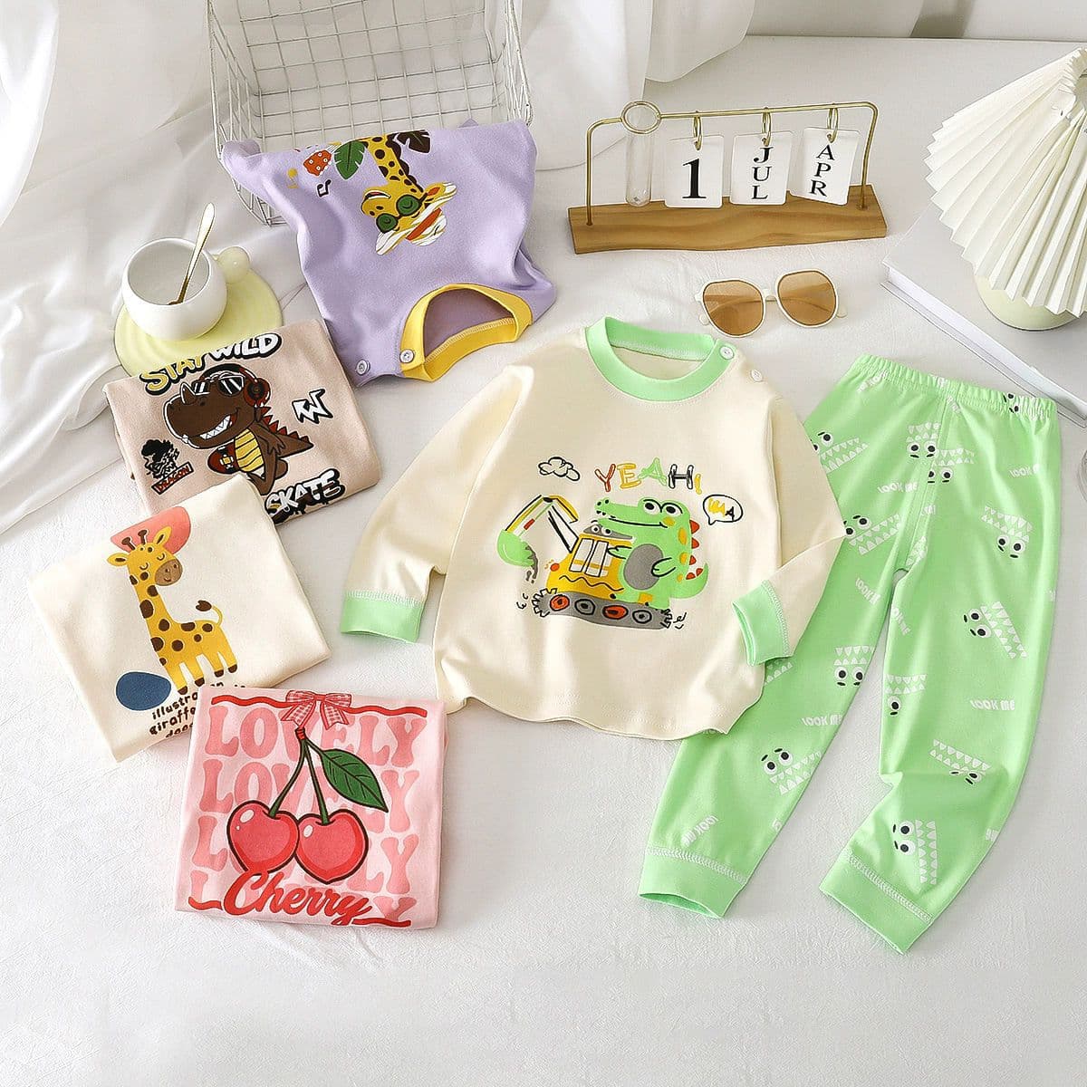 Kids Cartoon Underwear Set Pure Cotton Boys Autumn Thermal Top and Pants Baby Warm Girls Homewear Children's Clothing