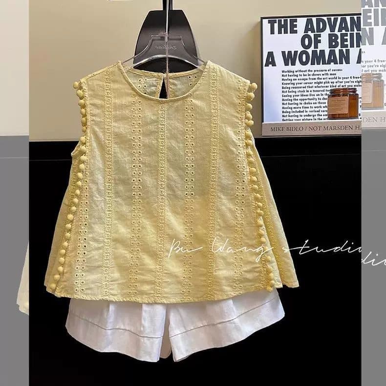 Girls Summer Tops 2026 New Style Girls Babydoll Tops Medium and Big Children Sleeveless Shirts Vest Fashionable Wear