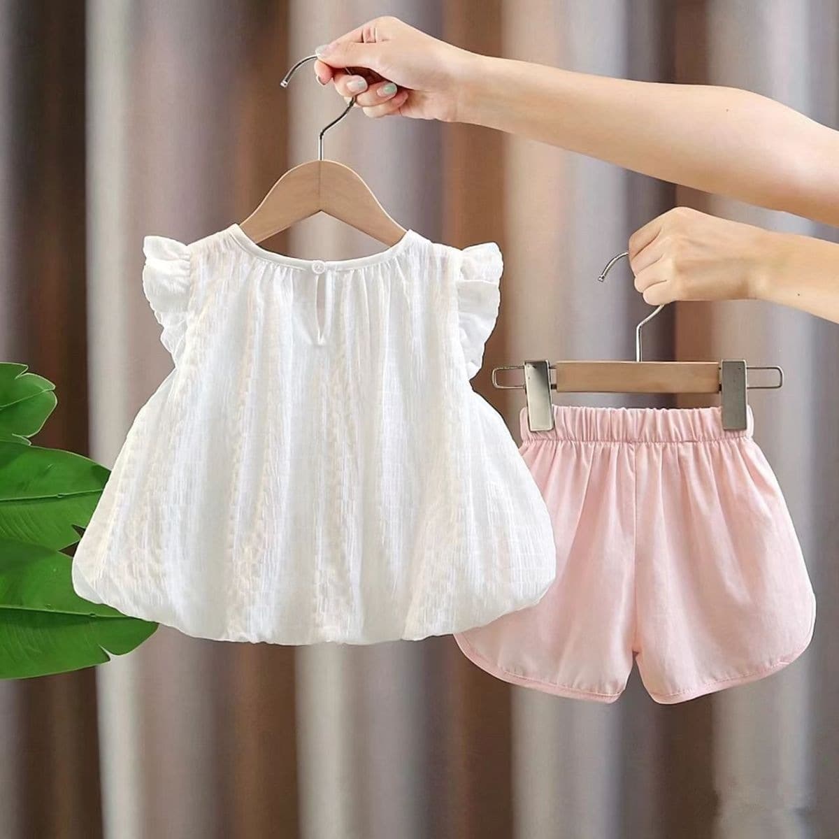 Girls Flutter Sleeve Set Summer New Casual Comfortable Baby Thin Shorts Summer Girl Two-Piece Set