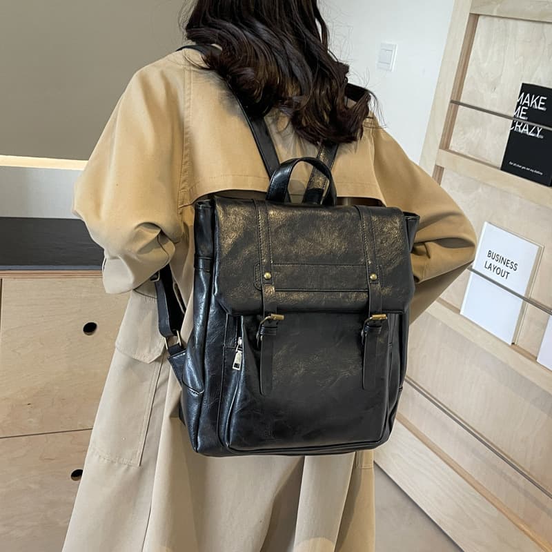 Korean backpack women's 2025 new fashionable retro large-capacity backpack college style school bag computer bag