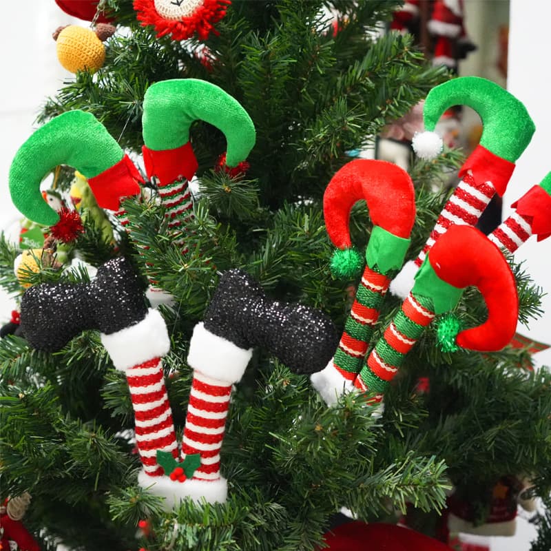 New Cross-Border Product Christmas Elf Leg Picks Tree Top Decoration Holiday Indoor Outdoor Party Decor