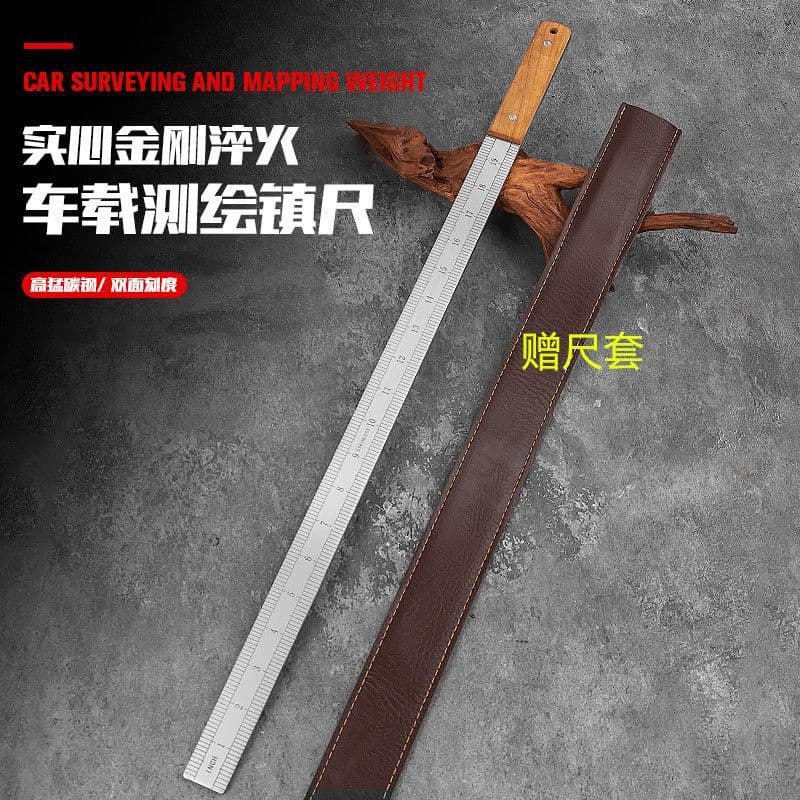 Longquan defensive ruler, forged and thickened ruler, high-performance quenched steel rod ruler for play, car-mounted self-defense tool