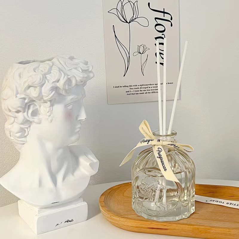 ins style transparent glass aromatherapy bottle carved vase beauty head diffuser bottle fireless rattan volatile aromatherapy bottle
