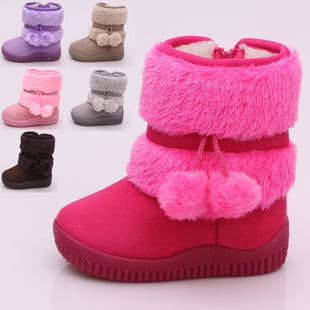 New Children's Snow Boots Cotton Shoes Boys Girls Soft Sole Non-slip Warm Fleece Lined Thick Cotton Boots 060