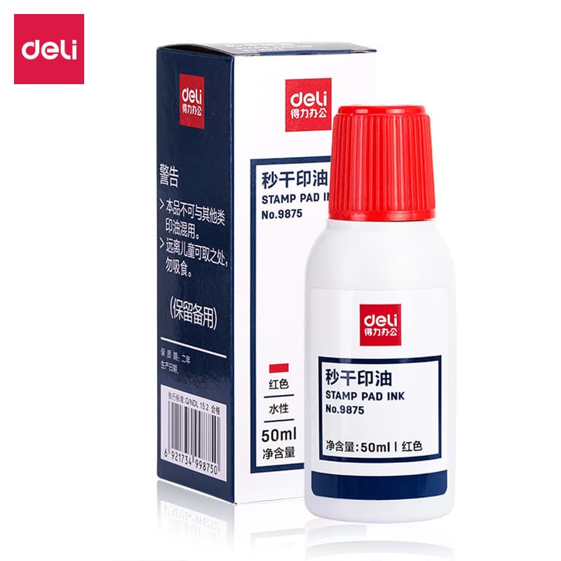 Deli Large Quick-Dry Stamp Pad for Financial Seals, Stamp Ink Refill Bottle Wholesale