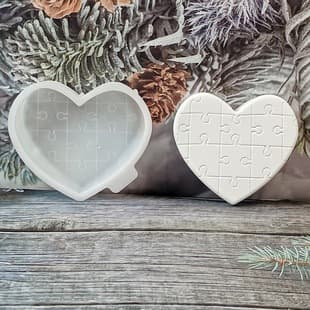 Z0229 Puzzle Heart Soap Mold Desktop Decoration Cement Plaster Mold DIY Silicone Mold